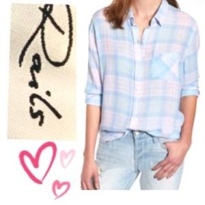 Rails Light Blue and Pink Plaid Button Down Shirt